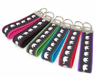 Elephant Keychain - You pick color Fabric Key Fob Wristlet