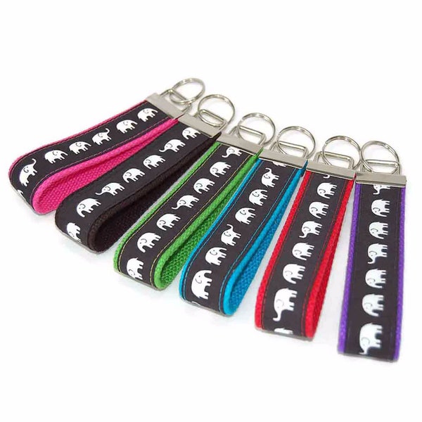 Elephant Keychain - You pick color Fabric Key Fob Wristlet