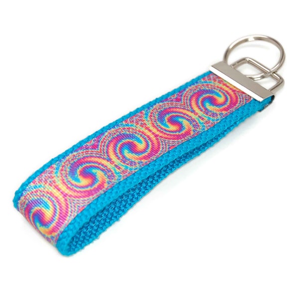 Tie Dye Keychain - Colorful Ribbon Key Fob Wristlet