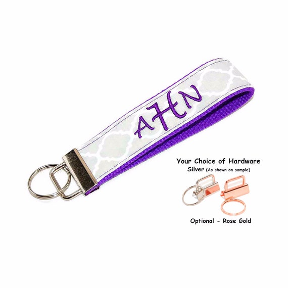Personalize Custom Monogram signature Wristlet Key Fob with keyring