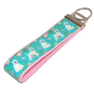 Irish Wheaten Terrier Dog Keychain  - Fabric Key Fob Wristlet