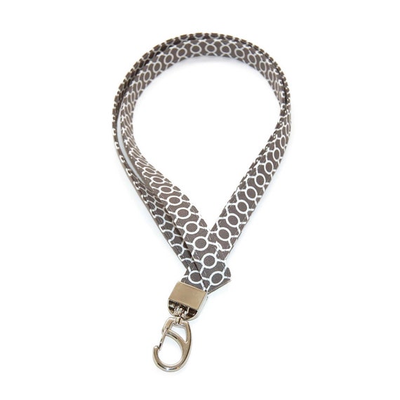 Gray and Black Lanyard Modern ID Badge Holder for Your Name 
