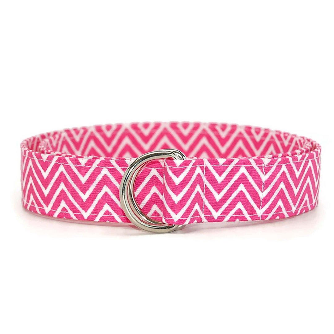 Women's Pink and White Chevron Belt Ladies D Ring Belts Etsy