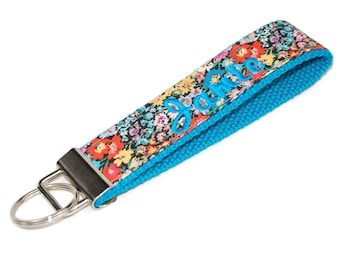 Wildflower Personalized Keychain Floral Wristlet Key Fob