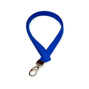 Royal Blue Fabric Lanyard - Solid Color Soft Cotton ID Badge Holder for Your Name Tag or Keys- Optional Break Safety Away