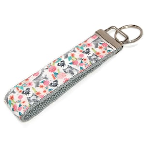 Miniature Schnauzer Keychain - Schnauzer Fabric Key Fob Wristlet - Custom Dog Gift