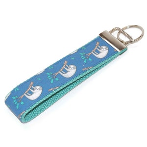 Sloth on a Branch Keychain - Fabric Key Fob Wristlet