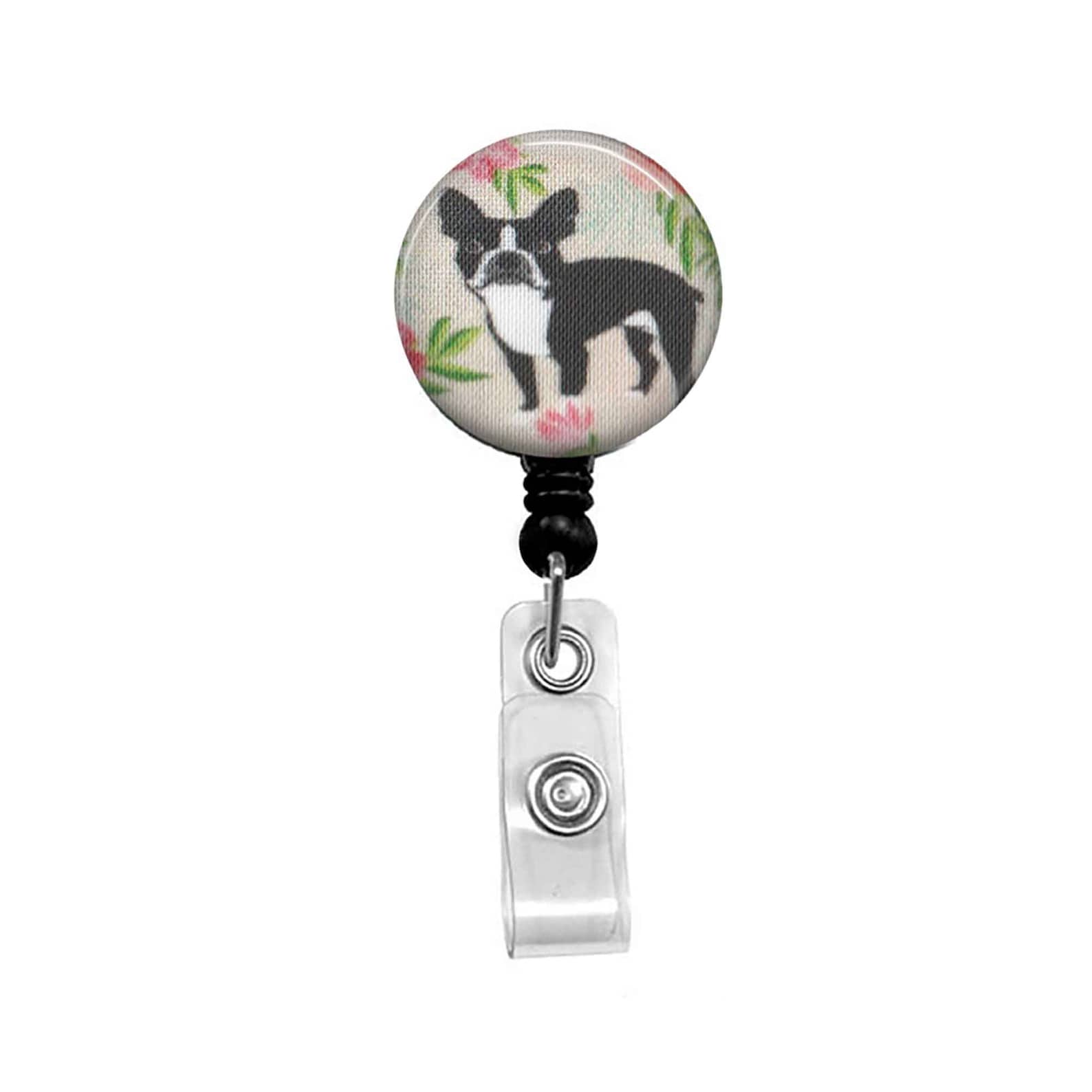 Boston Terrier Badge Reel Retractable Name Tag ID Choice of Etsy
