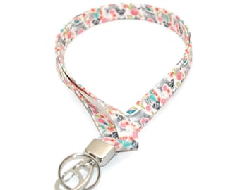 Miniature Schnauzer Fabric Lanyard: Floral Dog ID Badge Holder
