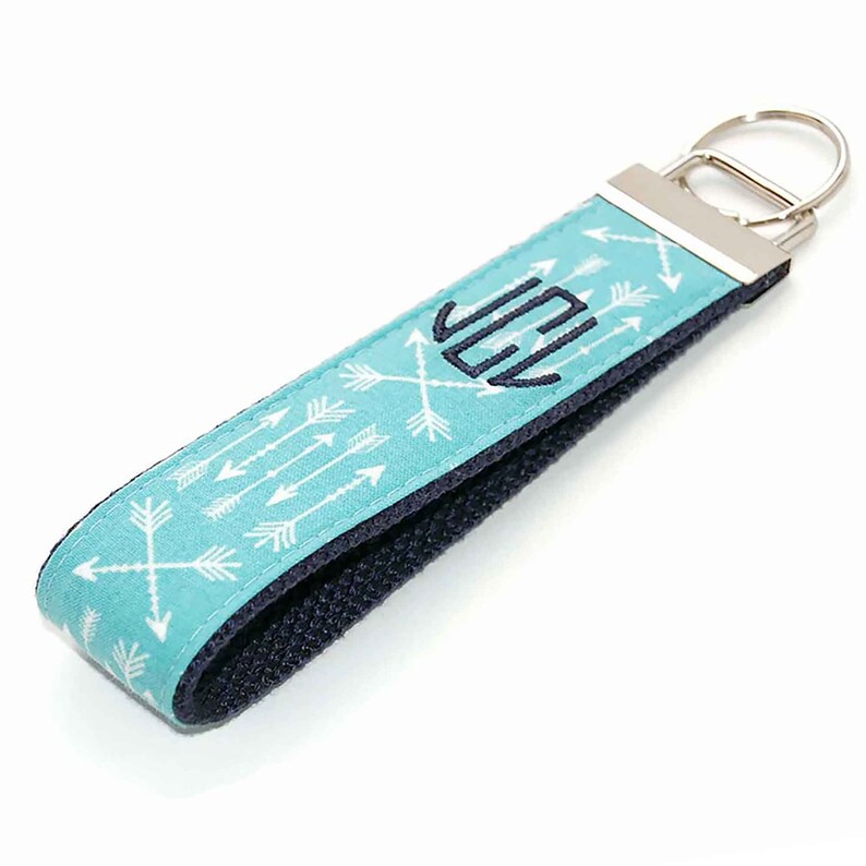 Personalized Arrow Keychain Aqua Blue and Navy Blue Etsy