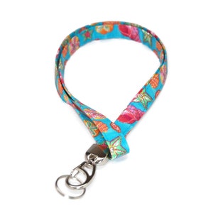 Seashell Fabric Lanyard: Beach Vacation ID Badge Holder