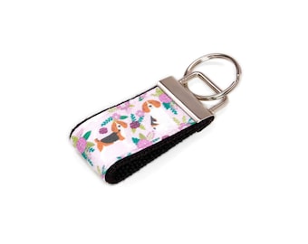 Beagle Keychain - Dog Lover Mini Finger Size Key Fob Choice of Accent Color