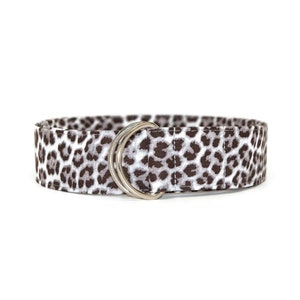 Snow Leopard Belt - Classic Adjustable D-Ring - Gray Cheetah Fabric - Adult and Youth - You Pick The Perfect Size