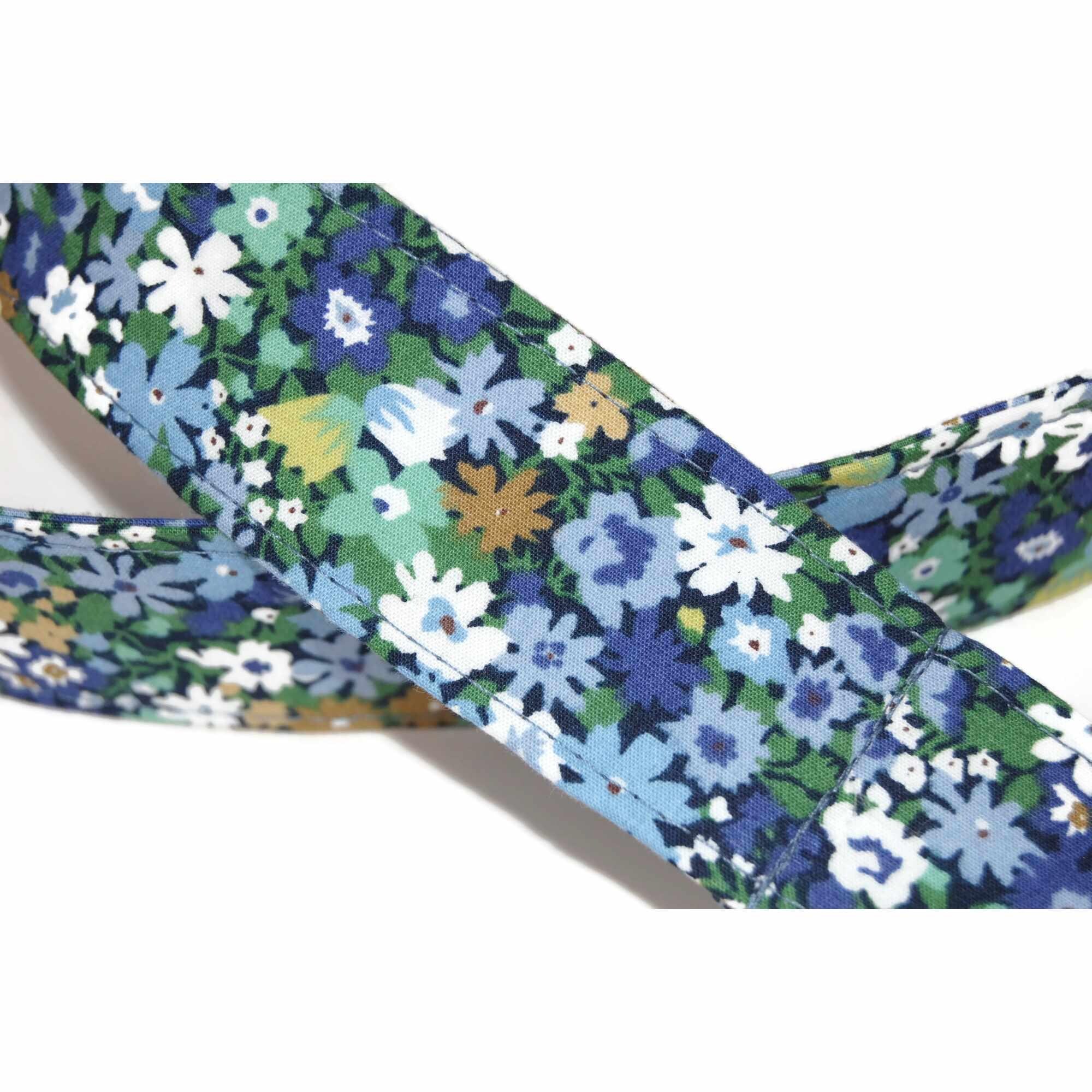 Vintage Handcrafted Floral Yellow and Blue Belt Blue Floral Fabric Belt: Vintage Meadow Blooms, Adjustable D  main image 4