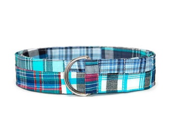 Blue Madras Patchwork Adjustable D-Ring Belt Adult Youth and Toddler You Pick The Perfect Size