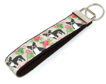 Boston Terrier Keychain - Fabric Key Fob