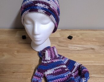 Pink/Purple Hat + Mitten Set