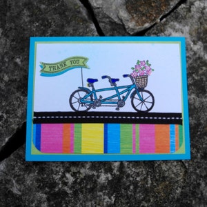 Carte de remerciement pour vélo tandem avec citation de John Lennon