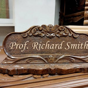Personalized office desk nameplate, Handmade Walnut, special gift for loved ones