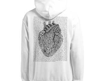 Sudadera con capucha personalizada de corazón anatómico: diseño abstracto único para amantes de la ciencia, regalo perfecto de graduación.