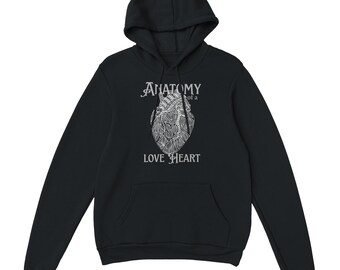 Sudadera con capucha "Anatomía de un Corazón" - Gráfico artístico vintage - Regalo único de Dark Academia - Ropa informal