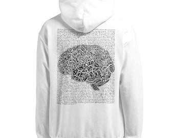 Sudadera con capucha personalizada con cerebro anatómico: diseño abstracto único para amantes de la ciencia, regalo perfecto de graduación.