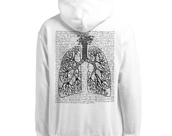 Sudadera con capucha personalizada con diseño anatómico de pulmón: diseño abstracto único para amantes de la ciencia, regalo perfecto de graduación.
