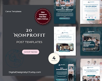 20 Non Profit Social Media Post Templates | Canva Templates for Charity, Fundraising & Awareness | Editable Instagram Posts