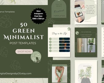 50 Minimalist Instagram Post Templates + Monthly Content Calendar | Canva Templates for Bloggers, Influencers & Faceless Accounts