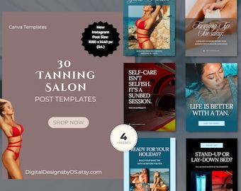 30 Sonnenstudio Social Media Canva Vorlagen | Sunless Tan Instagram Posts für Salons, Beauty-Studios & Spray Tan Künstler