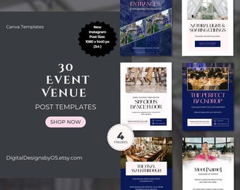 30 Veranstaltungsort Social Media Canva Vorlagen | Hochzeit & Venues Instagram Posts | Bearbeitbarer Marketing Inhalt für den Veranstaltungsplaner