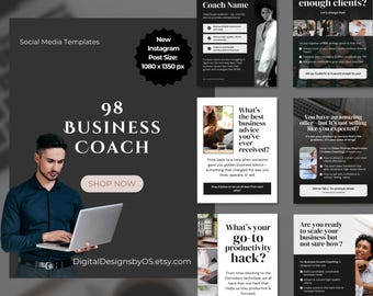 98 Business Coach Instagram Post Templates | Canva Templates for Coaches, Mentors & Online Entrepreneurs | Success Coaching Content