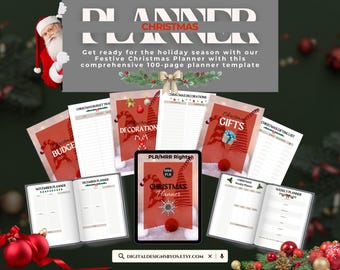 Festlicher Weihnachtsplaner | 100 Seiten | PLR & MRR Rechte | Urlaub Canva Vorlage