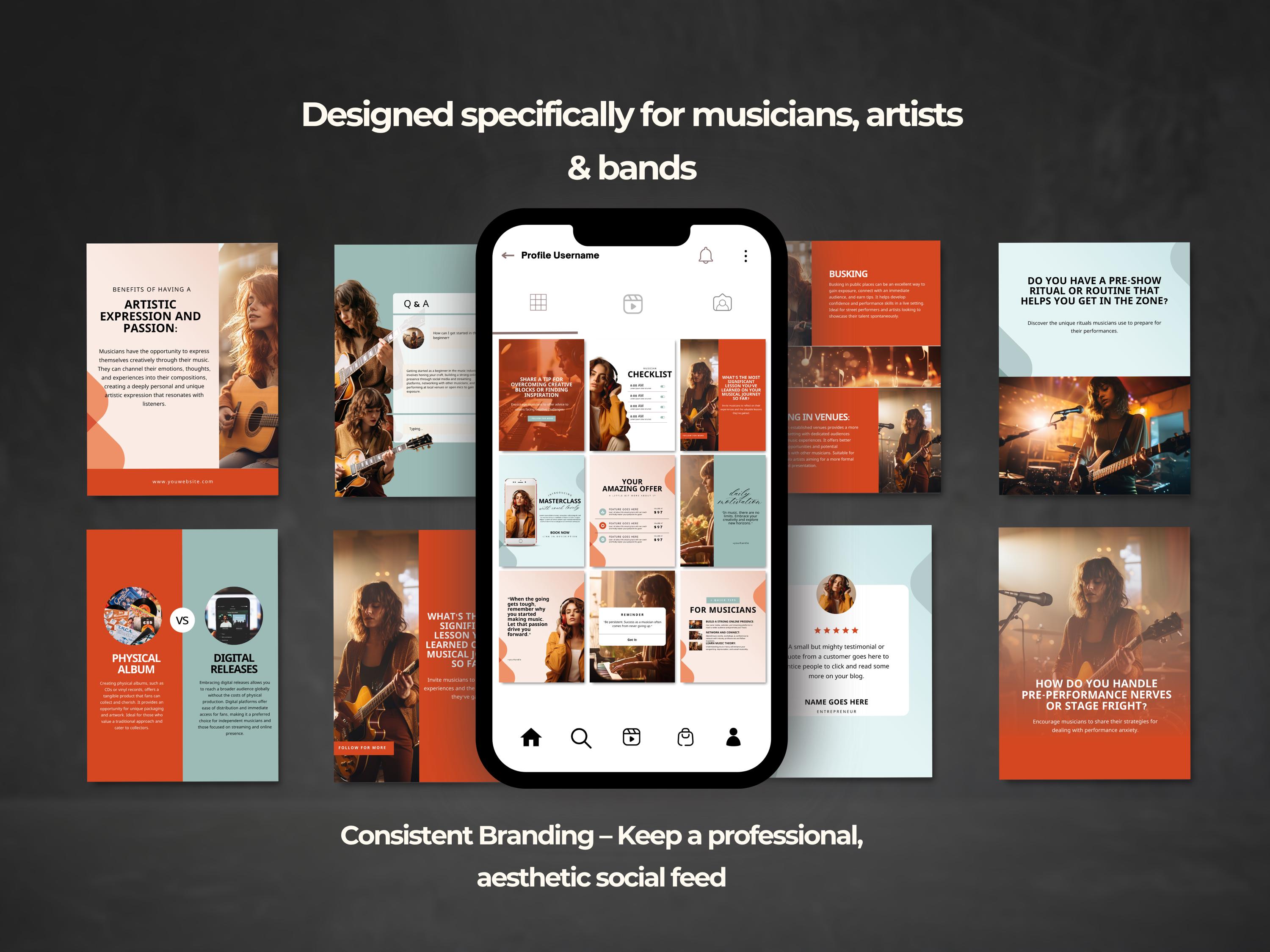 Simple Singer Posts. Design 30 Musician Instagram Post Canva Templates | Social Media Templates for ...