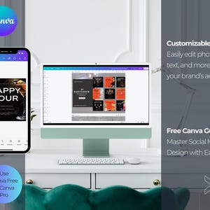 Customizable in Canva: Easily edit photos, colors, text, and more to match your brand’s aesthetic.
Free Canva Guide: Master Social Media Design with Ease!