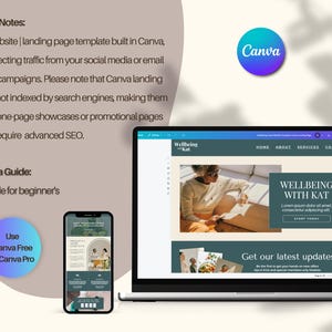 Wellbeing Coach Website Template | Canva Landing Page for Wellness ...
