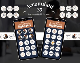 35 Accountant Instagram Highlight Icons | Editable Canva Templates | Accounting Business Instagram Covers | Finance & Tax Service Icons