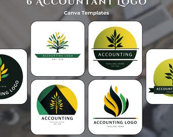 6 Accountant Logo Canva Templates | Professional Logo Design | Editable Financial Branding Kit | CPA Bookkeeper Tax Consultant Logos