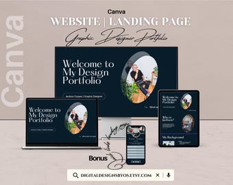 Graphic Designer Portfolio Canva Website Template | Editable Landing Page for Creatives, Freelancers & Branding Designers