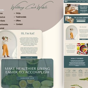 Wellbeing Coach Website Template | Canva Landing Page for Wellness ...