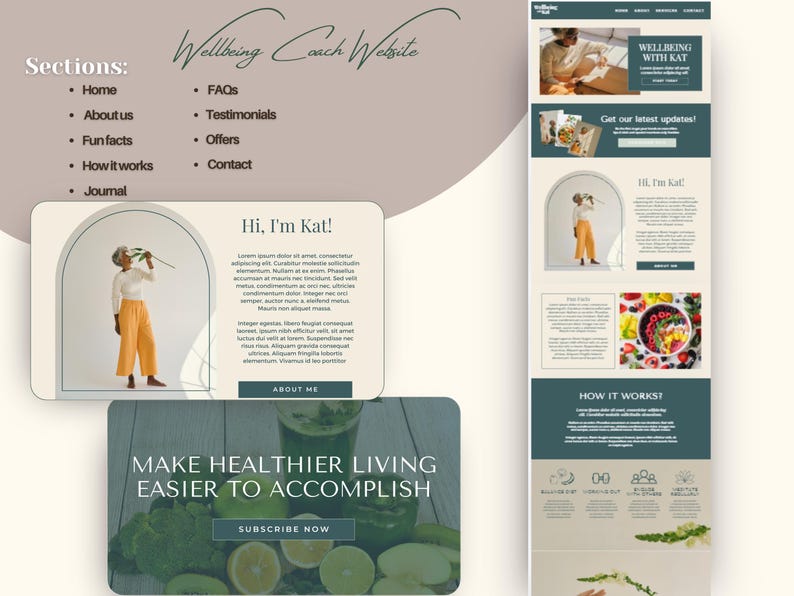 Wellbeing Coach Website Template | Canva Landing Page for Wellness ...
