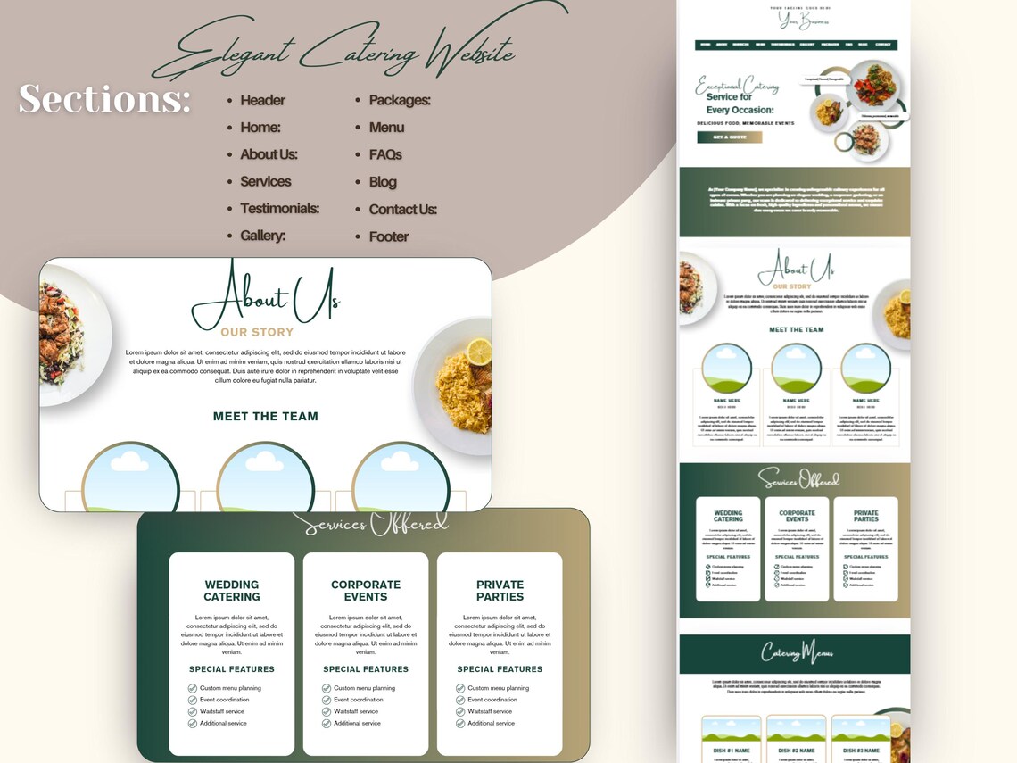 Elegant Catering Business Landing Page Template | Canva Website for ...