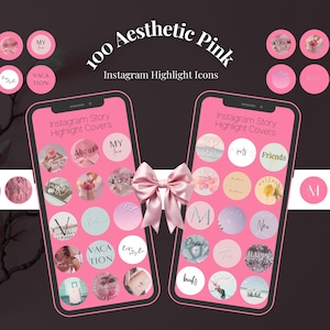 100 Pink Instagram Highlight Icons, Use As Covers, Post or Story Icons | Lifestyle, Blog, Sales & More | Aesthetic Canva Templates