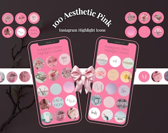 100 Pink Instagram Highlight Icons, Use As Covers, Post or Story Icons | Lifestyle, Blog, Sales & More | Aesthetic Canva Templates
