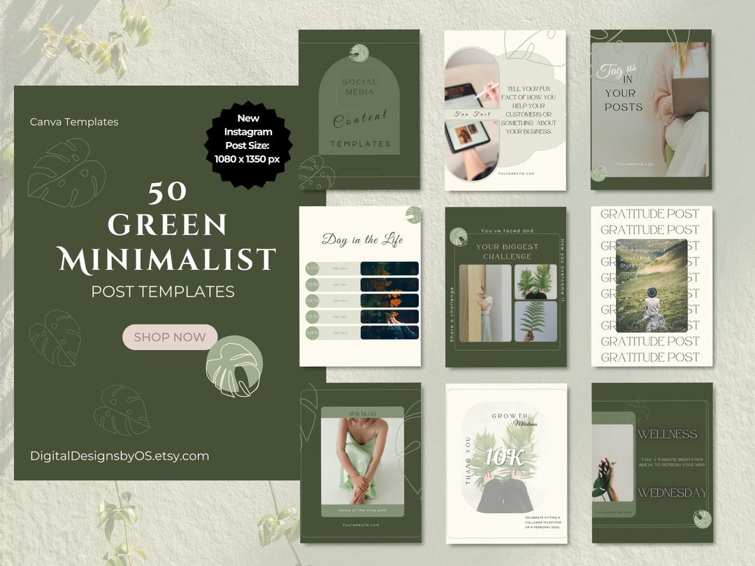 50 Minimalist Instagram Post Templates + Monthly Content Calendar