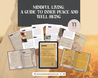 Mindful Living E-Book Guide Template | Editable Canva Template with Meditation, Breathing, Journaling & Wellness | Instant Download