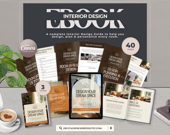 Interior Design Ebook Template | Editable Canva Home Decor Guide | Digital Lookbook for Interior Designers & Creatives