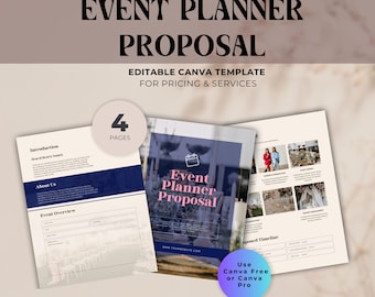 Event Planner Proposal Canva Template | Editable Canva PDF | Wedding, Party & Corporate Event Proposal | Event Planning Document