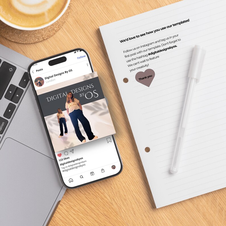 We love to see how you use our templates! Follow us on Instagram @digitaldesignsbyos and tag us in your first post with our template. Dont forget to use the hashtag #digitaldesignsbyos.
 We cant wait to feature your creativity!