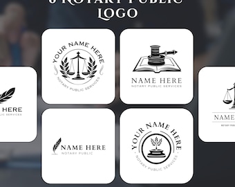 Notary Public Logo Design Templates | 6 Minimalist Canva Templates for Notaries, Lawyers, and Legal Pros | Branding Logo Design